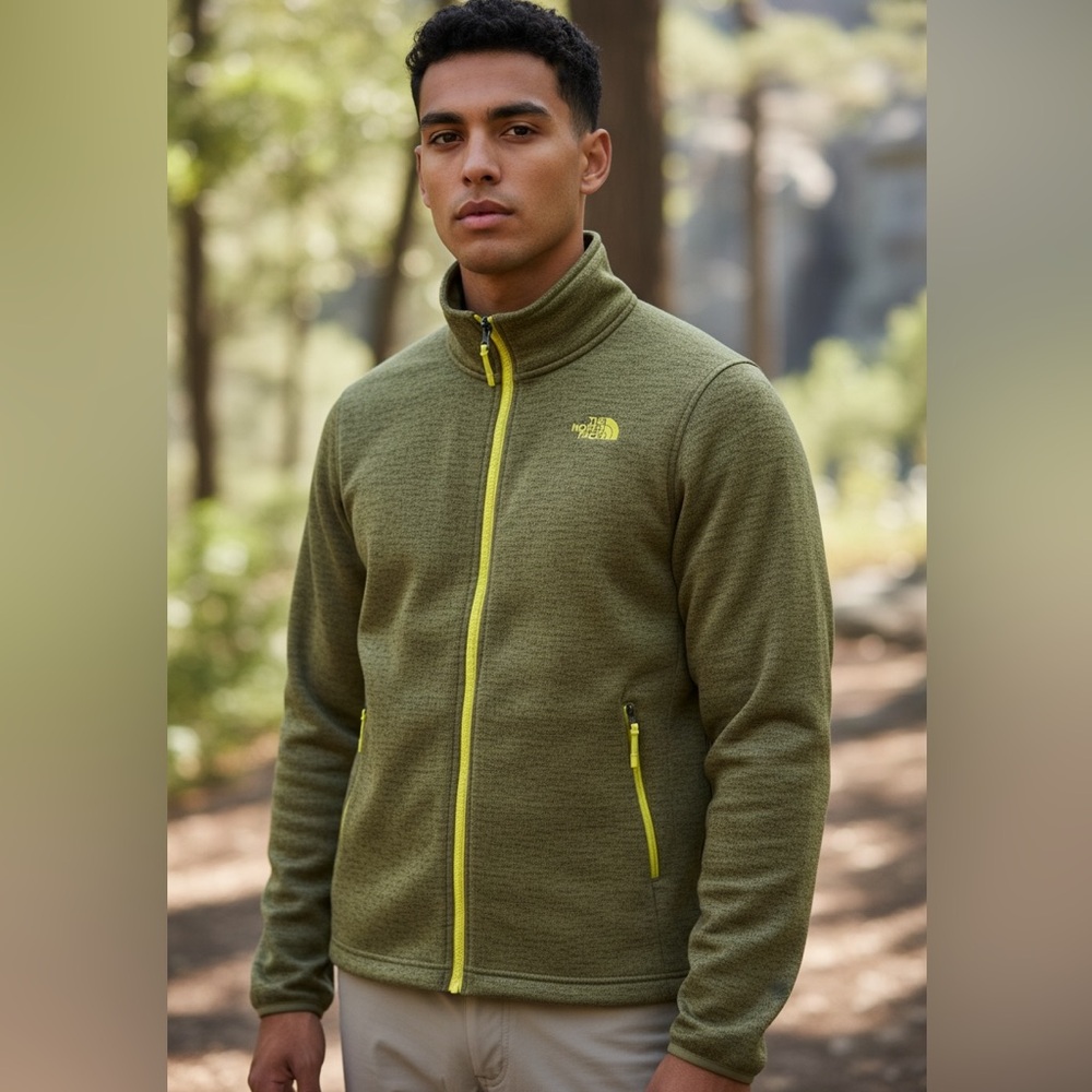 The North Face Men's Green Performance Jacket full Zip Mock neck men’s Small